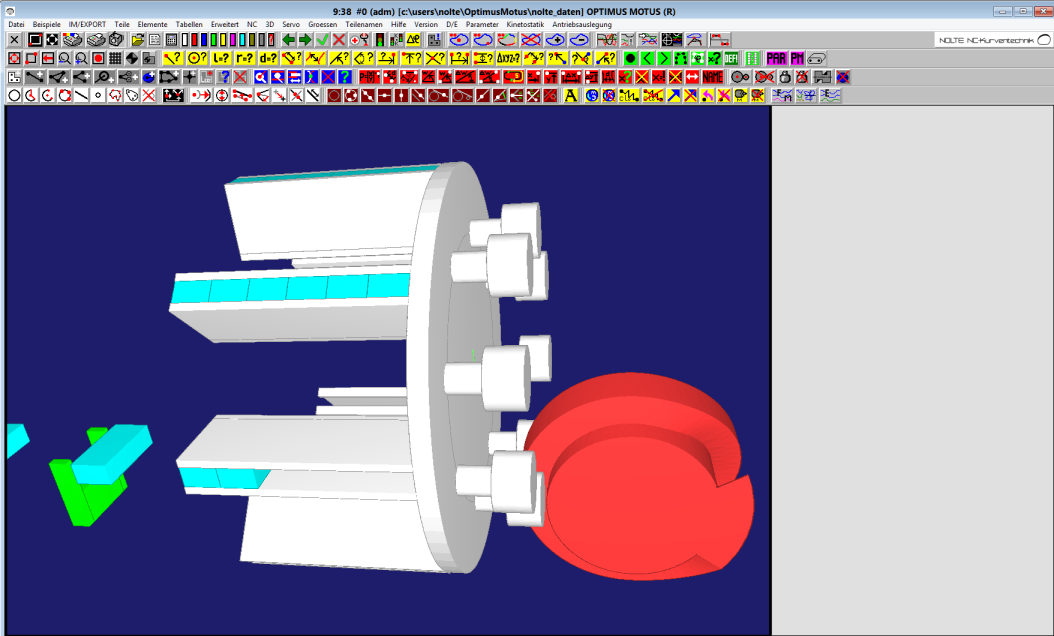Grafische Oberfläche CAD-OPTIMUS MOTUS zur Simulation und dynamischen Optimierung komplexer Mechanismen mit Kurven, Servoantrieben und Kinematiken Grafische Oberfläche CAD-OPTIMUS MOTUS zur Simulation und dynamischen Optimierung komplexer Mechanismen mit Kurven, Servoantrieben und Kinematiken
